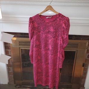 ASOS Pink Leopard Puff Sleeve Dress 12